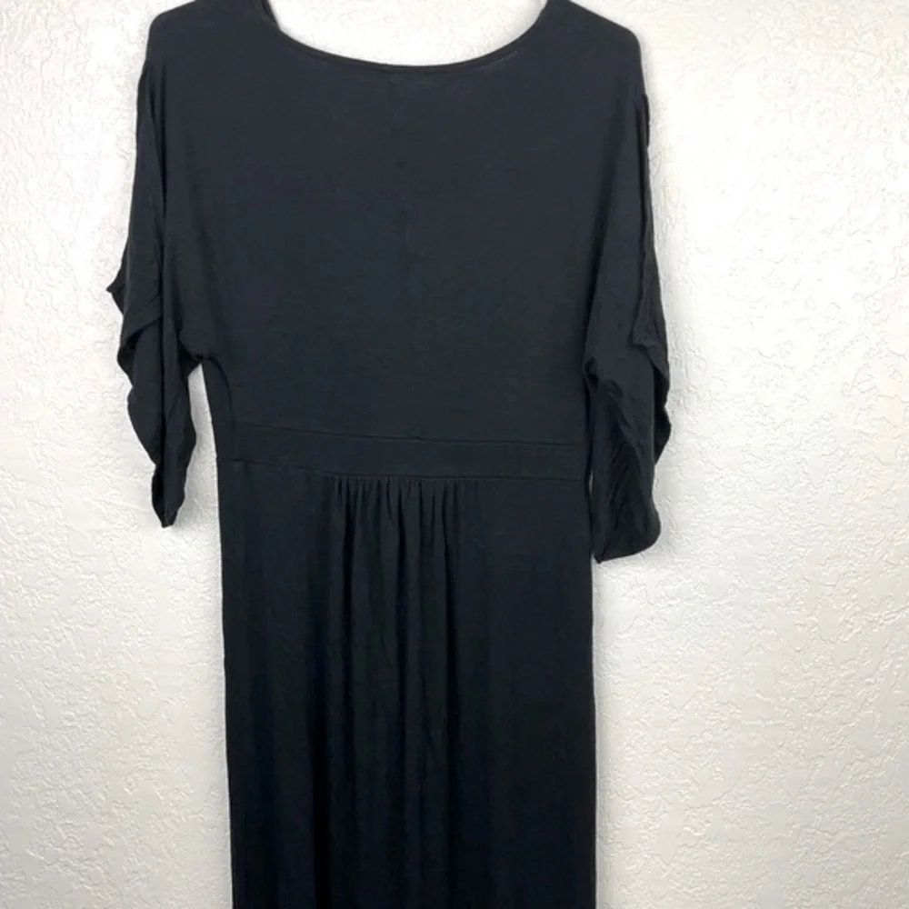 Isabel maternity black duster short sleeve black maxi dress - Picture 3 of 9